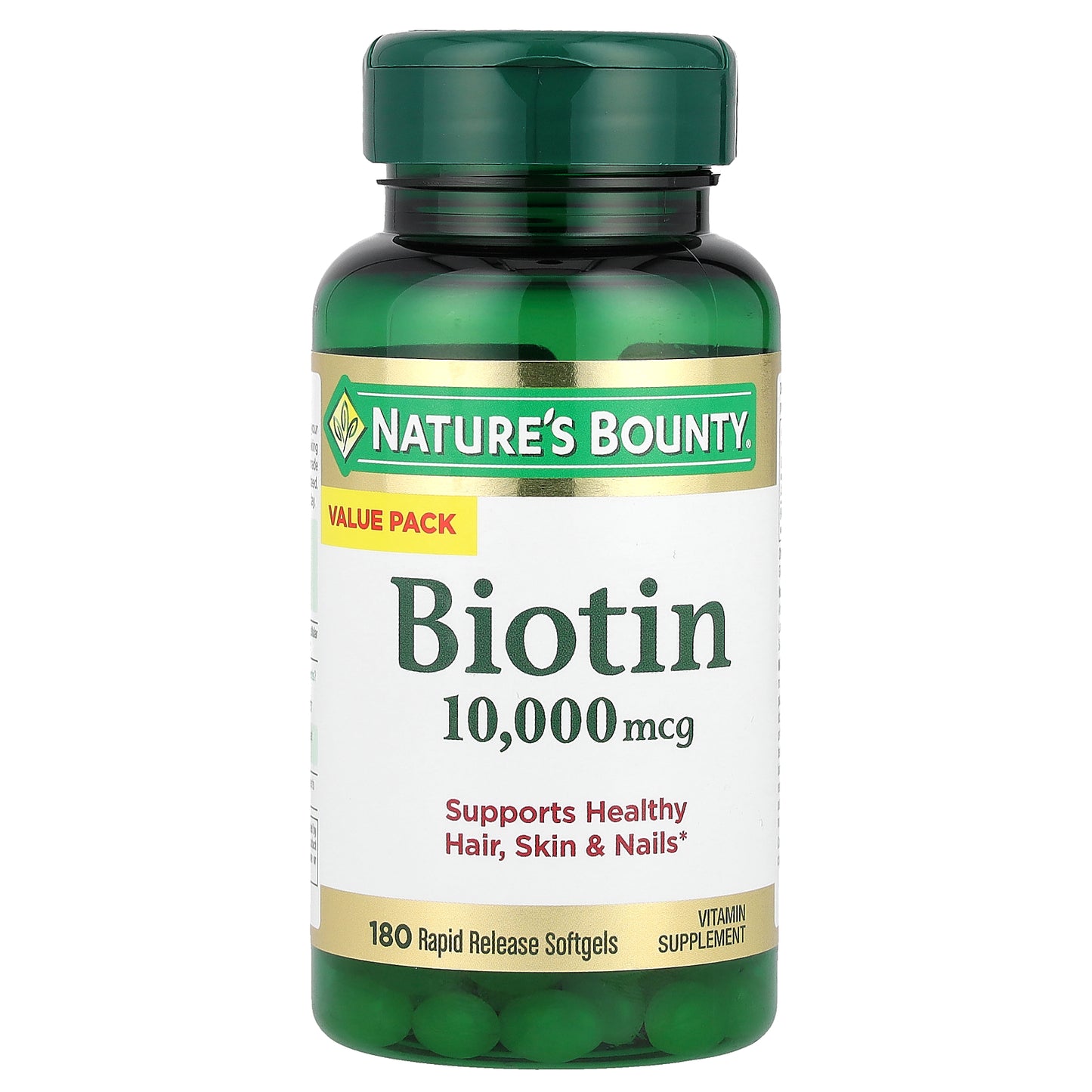 Nature's Bounty, Biotin, 10,000 mcg, 180 Rapid Release Softgels