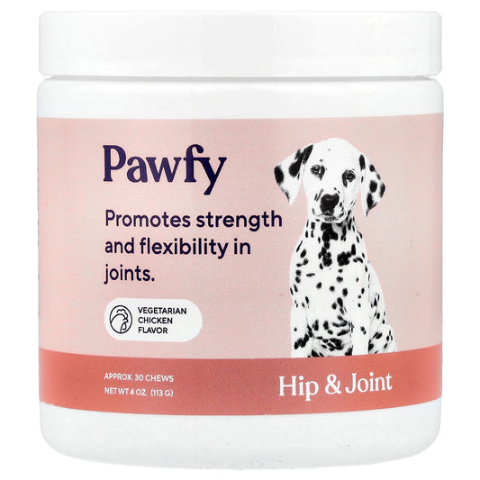 Pawfy, Hip & Joint, 6 Months+, Vegetarian Chicken, 30 Chews, 4 oz (113 g)