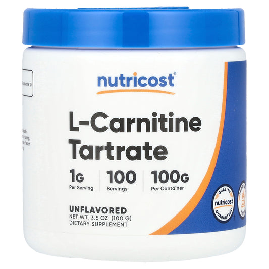 Nutricost, L-Carnitine Tartrate, Unflavored, 3.5 oz (100 g)