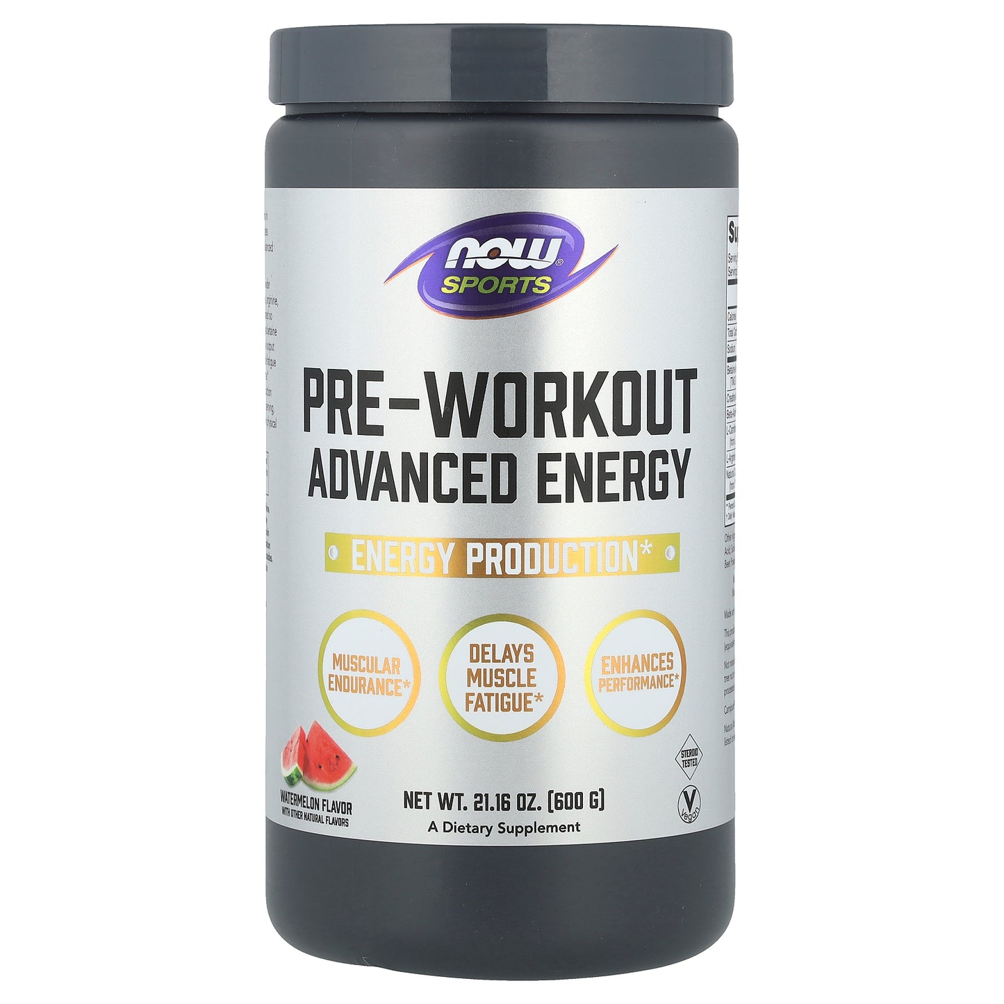 NOW Foods, Sports, Pre-Workout Advanced Energy, Watermelon, 21.16 oz (600 g)