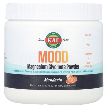 KAL, Mood Magnesium Glycinate Powder, Mandarian, 9.8 oz (278 g)