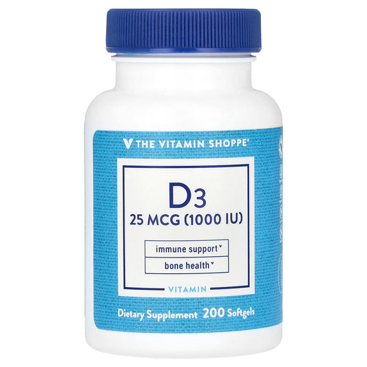 The Vitamin Shoppe, Vitamin D3, 25 mcg (1,000 IU), 200 Softgels