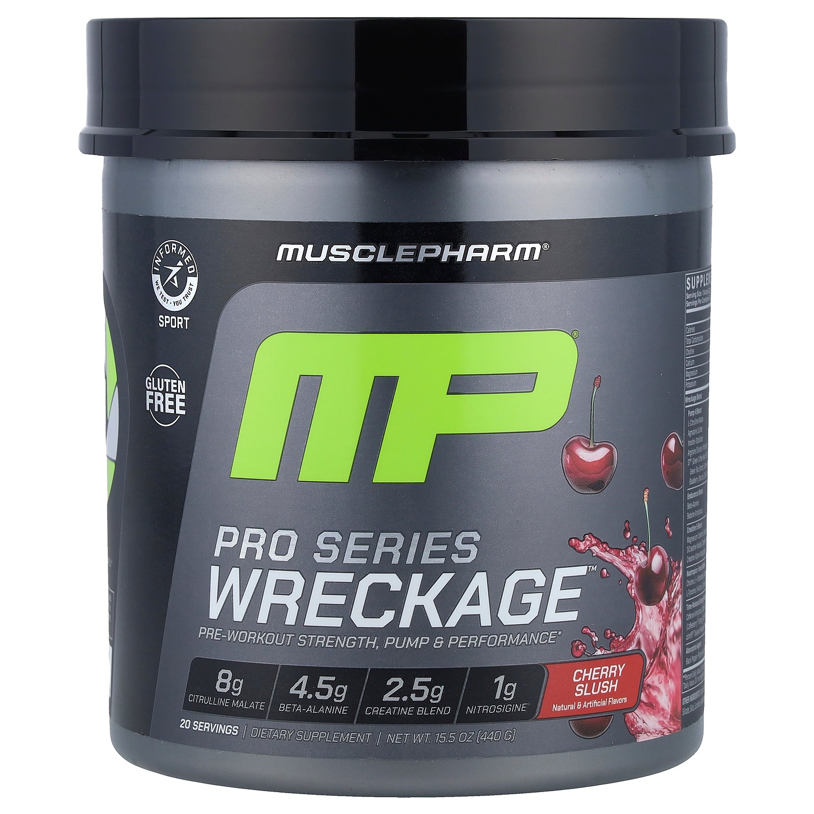 MusclePharm, Pro Series Wreckage™, Pre-Workout, Cherry Slush, 15.5 oz (440 g)