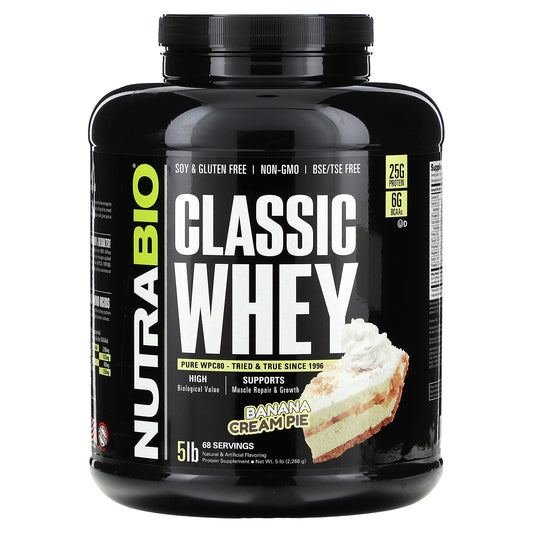 NutraBio, Classic Whey Protein, Banana Cream Pie, 5 lb (2,268 g)