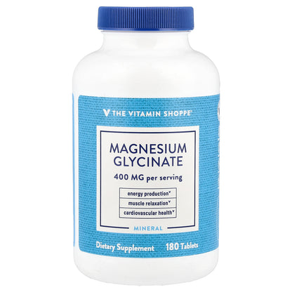 The Vitamin Shoppe, Magnesium Glycinate, 400 mg, 180 Tablets (200 mg Per Tablet)