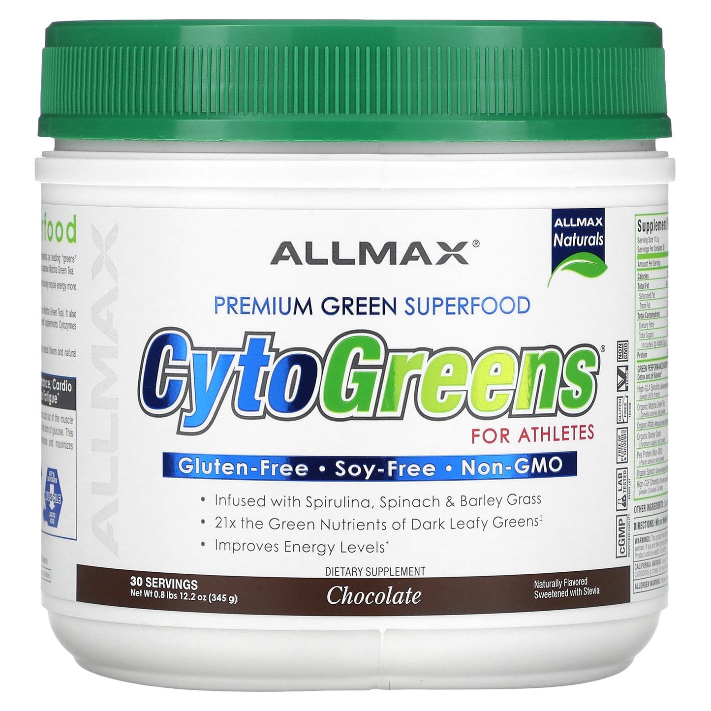 ALLMAX, CytoGreens® For Athletes, Chocolate, 0.8 lbs (345 g)