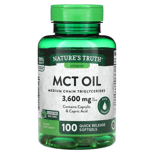 Nature's Truth, Vitamins, MCT Oil, 100 Quick Release Softgels (1,200 mg per Softgel)