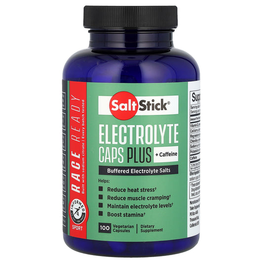 SaltStick, Electrolyte Caps Plus Caffeine, 100 Vegetarian Capsules