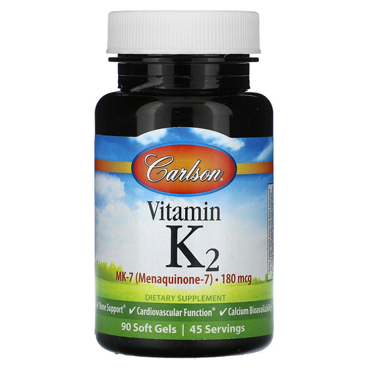 Carlson, Vitamin K2, 180 mcg, 90 Soft Gels (90 mcg per Soft Gel)