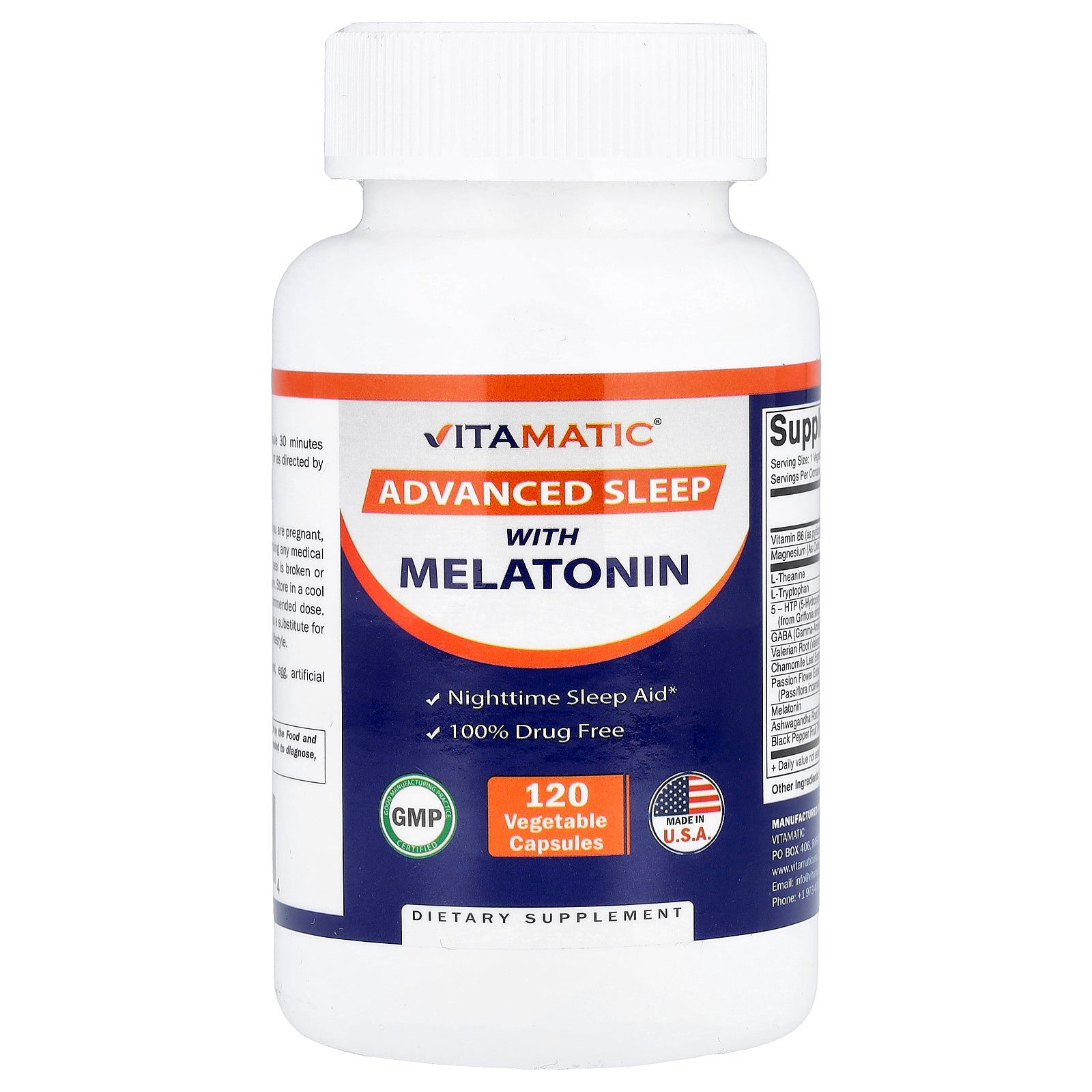 Vitamatic, Advanced Sleep with Melatonin, 120 Vegetable Capsules
