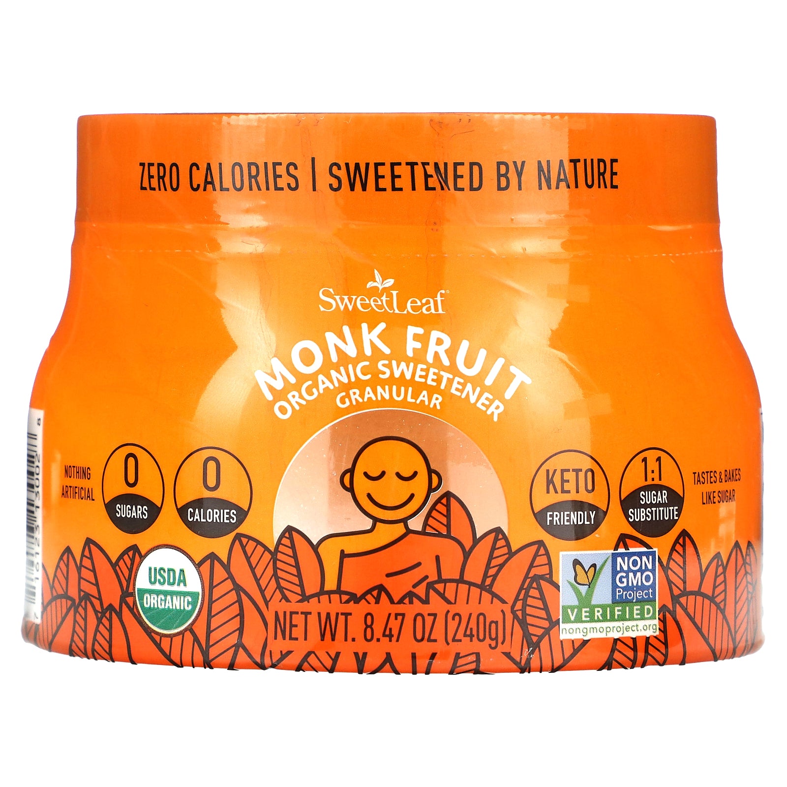 SweetLeaf Stevia, Monk Fruit, Organic Sweetener, Granular, 8.47 oz (240 g)