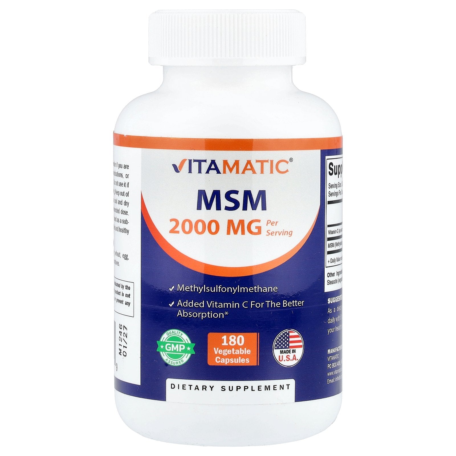 Vitamatic, MSM, 180 Vegetable Capsules