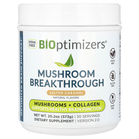 BiOptimizers, Mushroom Breakthrough, Mushroom + Collagen, Salted Caramel, 20.2 oz (573 g)