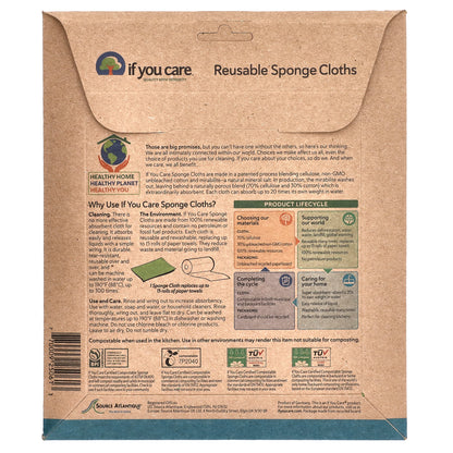 If You Care, Reusable Sponge Cloths, 5 Cloths, 8" x 6.75" (20 cm x 17 cm) Each