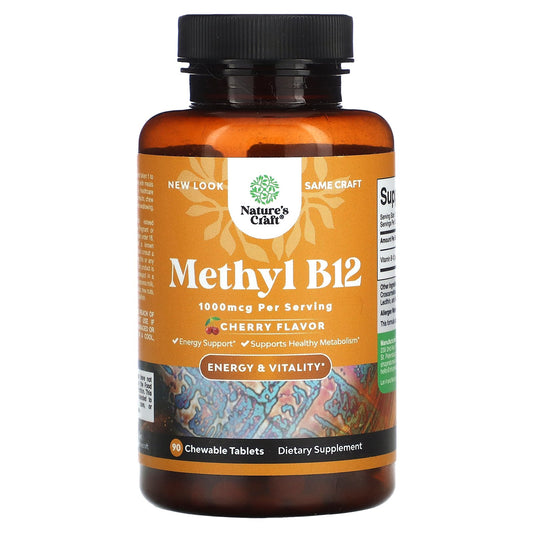 Nature's Craft, Methyl B12, Cherry, 1,000 mcg, 90 Chewable Tablets
