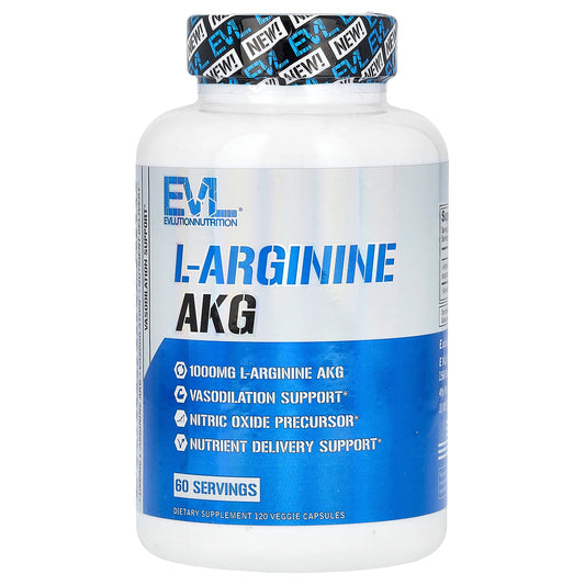 EVLution Nutrition, L-Arginine AKG, 120 Veggie Capsules (500 mg per Capsule)