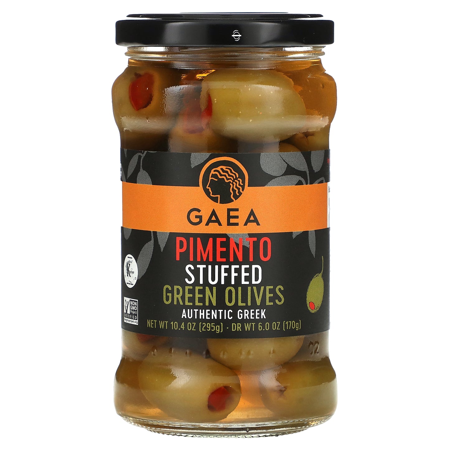 Gaea, Pimento Stuffed Green Olives, 10.4 oz (295 g)