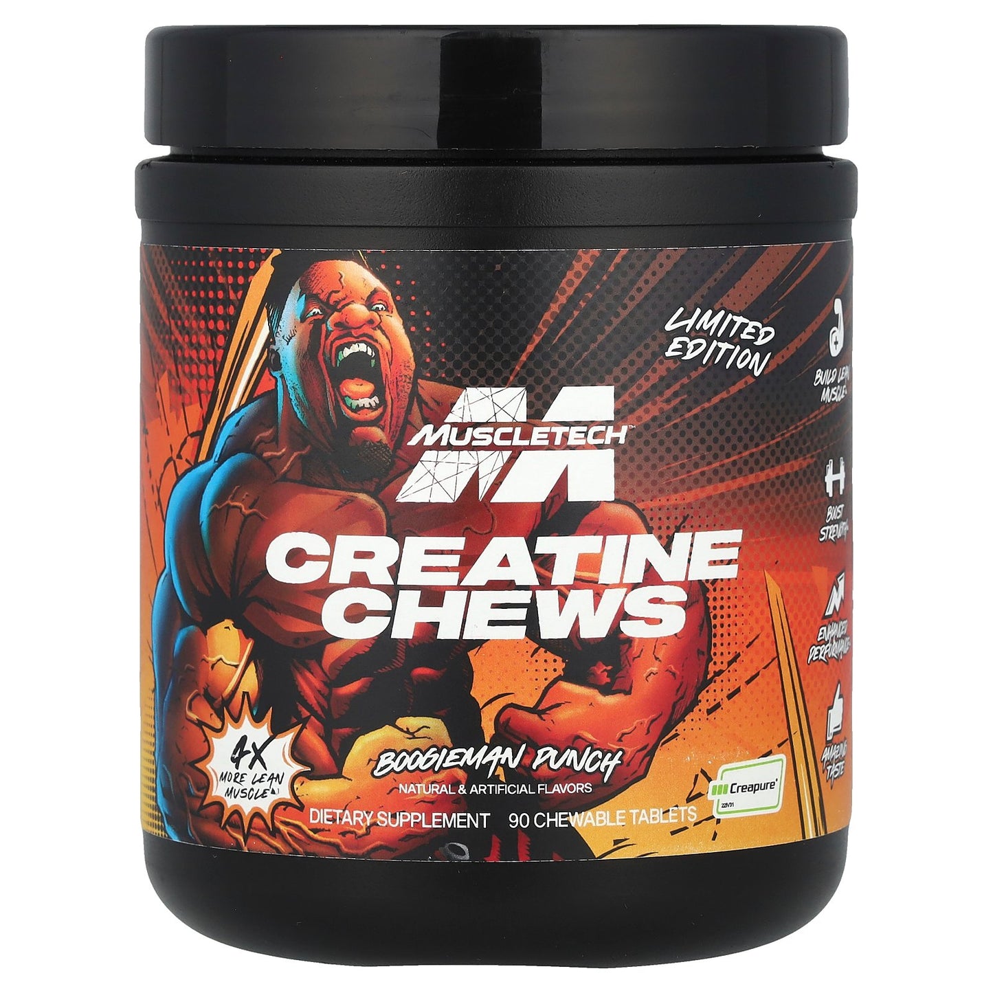MuscleTech, Limited Edition, Creatine Chews, Boogieman Punch, 90 Chewable Tablets (1 g per Tablet)