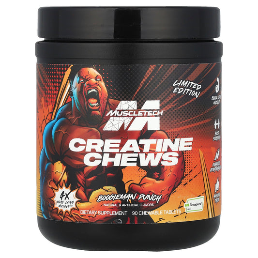 MuscleTech, Limited Edition, Creatine Chews, Boogieman Punch, 90 Chewable Tablets (1 g per Tablet)
