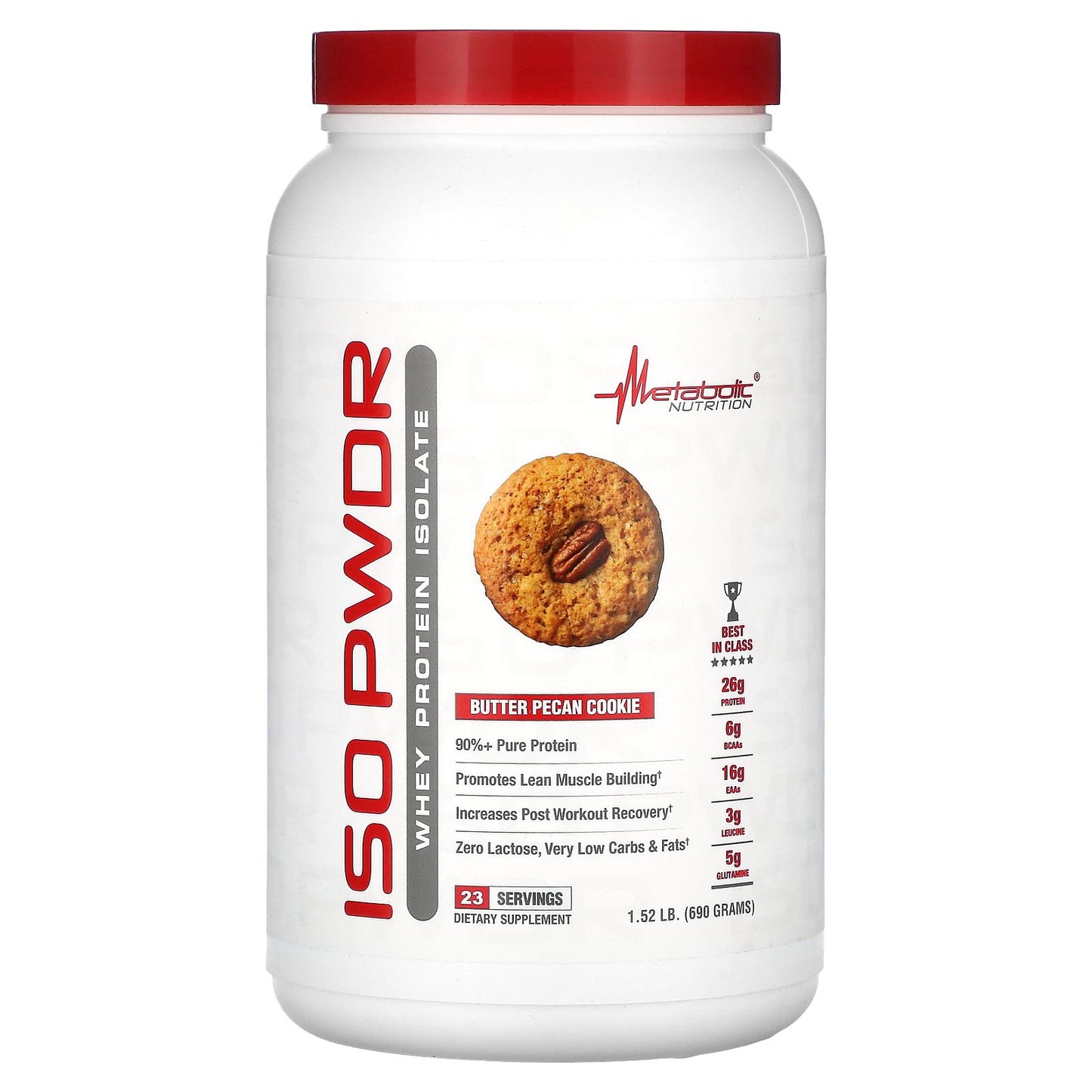 Metabolic Nutrition, ISOpwdr, Whey Protein Isolate, Butter Pecan Cookie, 1.52 lbs (690 g)