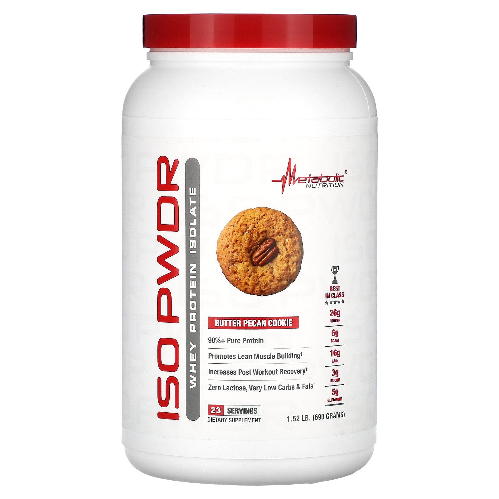 Metabolic Nutrition, ISOpwdr, Whey Protein Isolate, Butter Pecan Cookie, 1.52 lbs (690 g)