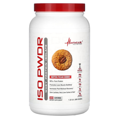 Metabolic Nutrition, ISOpwdr, Whey Protein Isolate, Butter Pecan Cookie, 1.52 lbs (690 g)