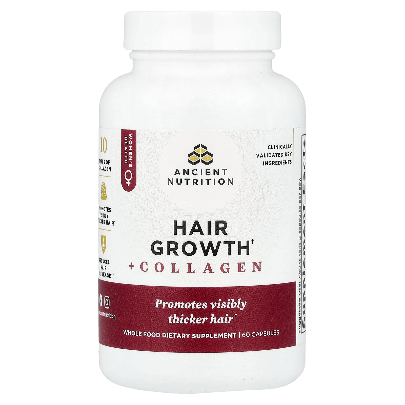 Ancient Nutrition, Hair Growth + Collagen, 60 Capsules
