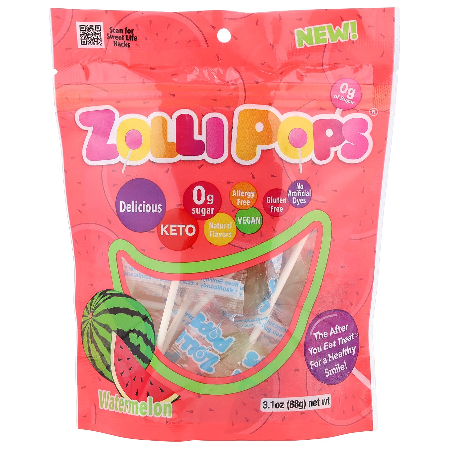 Zollipops, The Clean Teeth Pops, Watermelon, 3.1 oz (88 g)