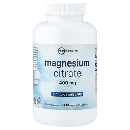 Micro Ingredients, Magnesium Citrate, 240 Vegetarian Capsules (133 mg per Capsule)