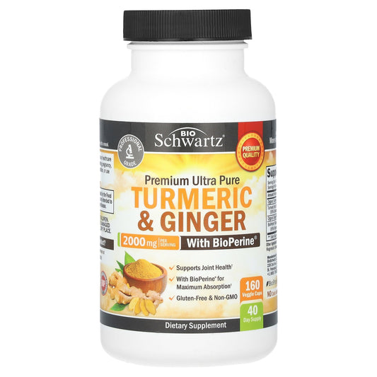 BioSchwartz, Premium Ultra Pure Turmeric & Ginger With BioPerine, 2,000 mg, 160 Veggie Caps (500 mg)