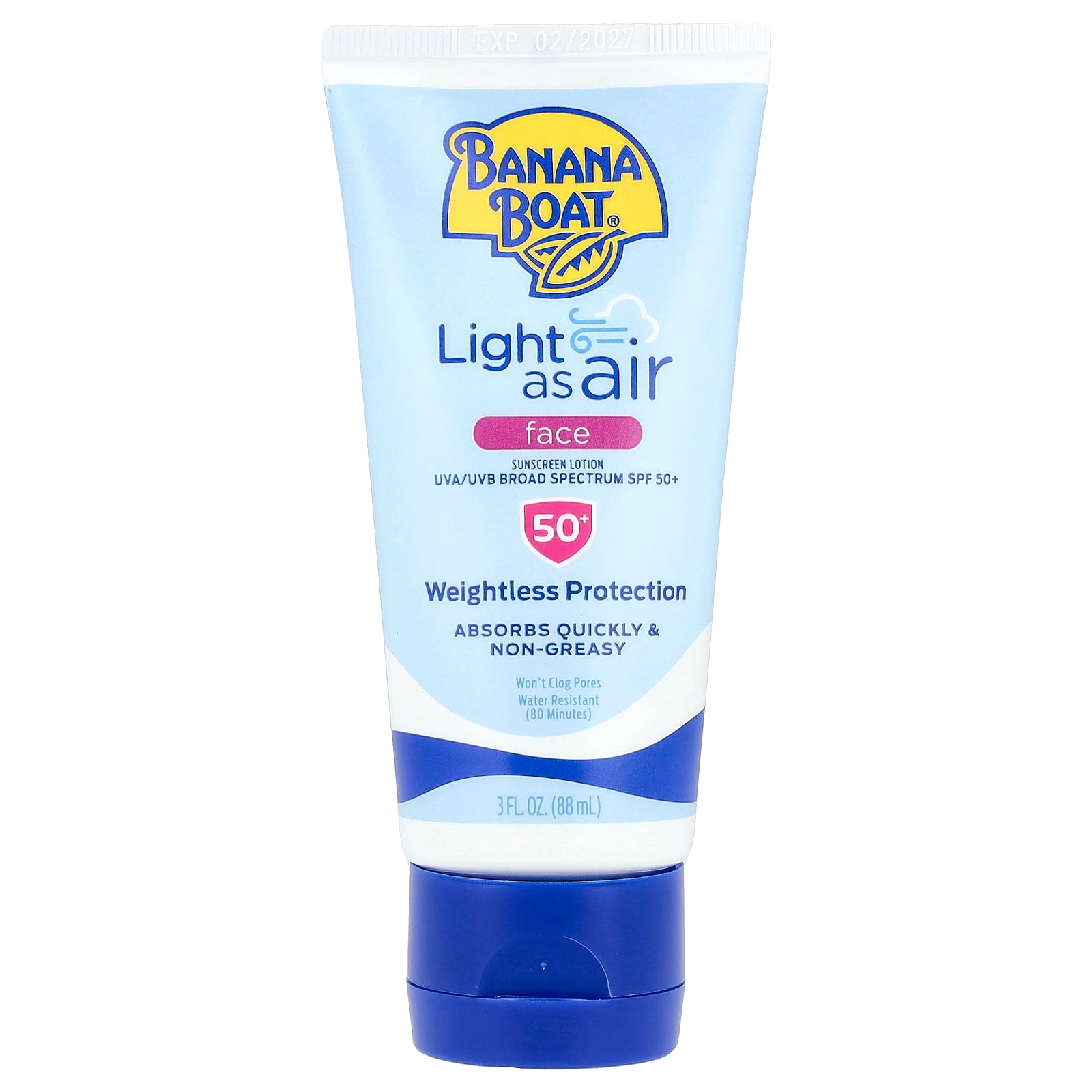 Banana Boat, Light as Air, Sunscreen Lotion, Face, SPF 50+, 3 fl oz (88 ml)