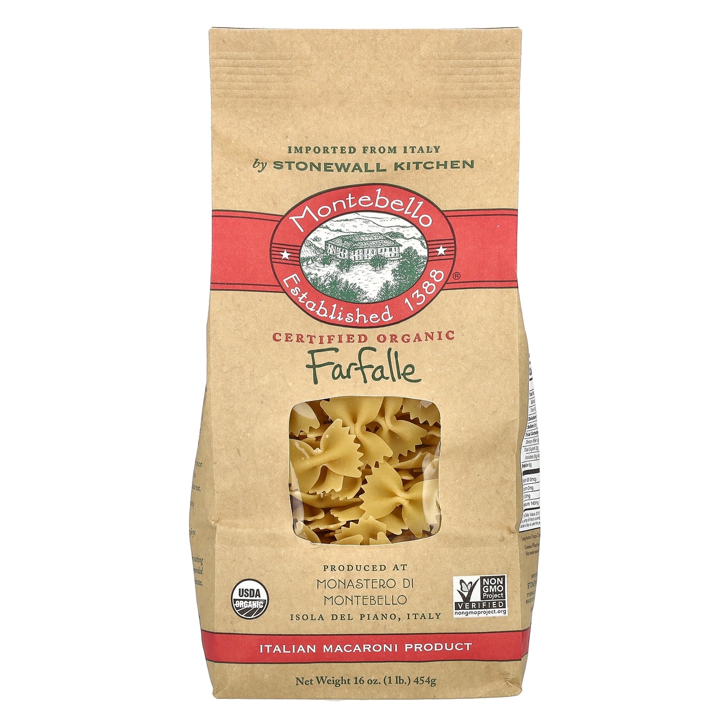 Montebello, Organic Farfalle, 16 oz (454 g)