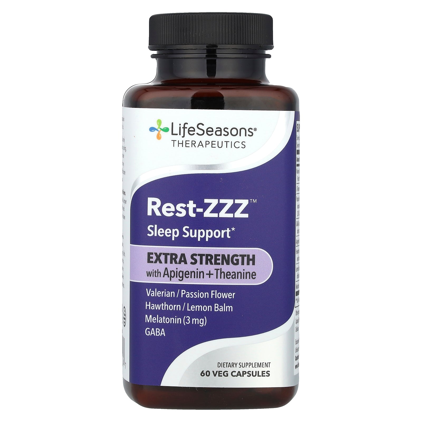 LifeSeasons, Therapeutics, Rest-ZZZ™ With Apigenin +Theanine, Extra Strength, 60 Veg Capsules