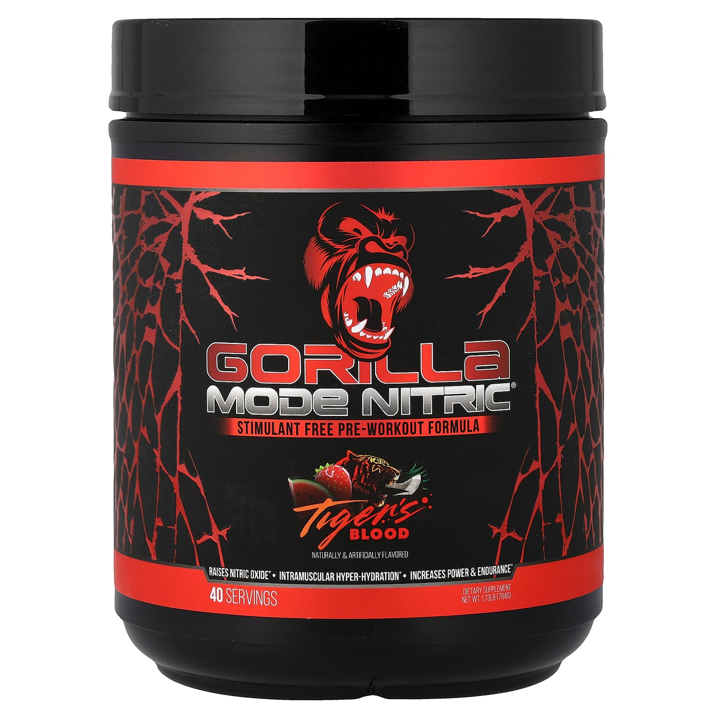Gorilla Mind, Mode Nitric®, Stimulant Free Pre-Workout Formula, Tiger's Blood, 1.73 lb (784 g)