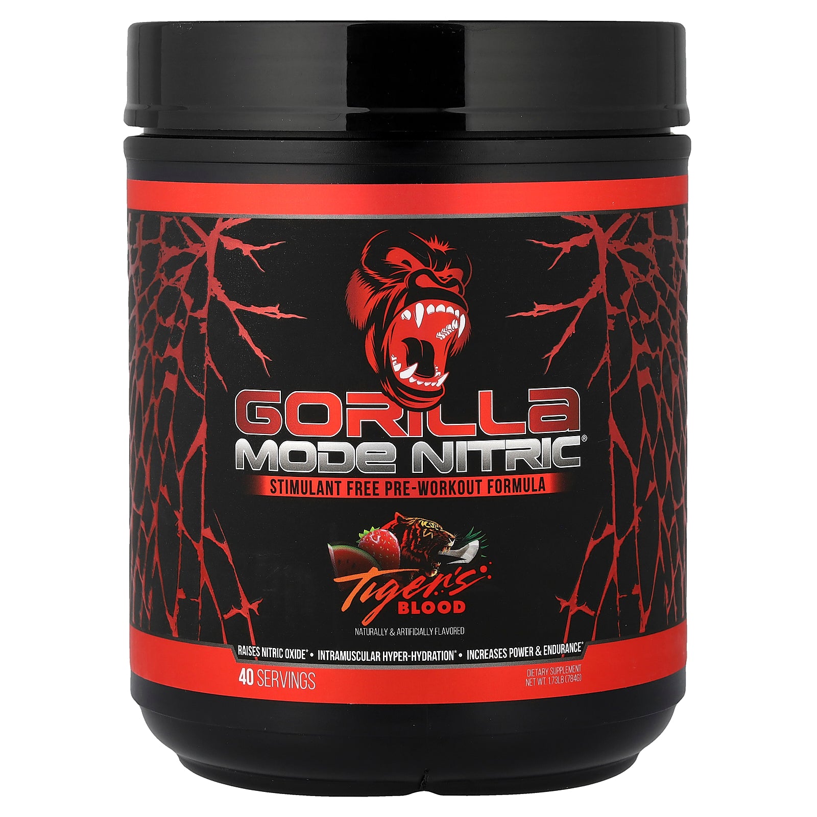 Gorilla Mind, Mode Nitric®, Stimulant Free Pre-Workout Formula, Tiger's Blood, 1.73 lb (784 g)