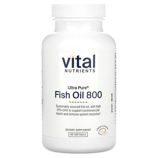 Vital Nutrients, Ultra Pure Fish Oil 800, Lemon, 90 Softgels