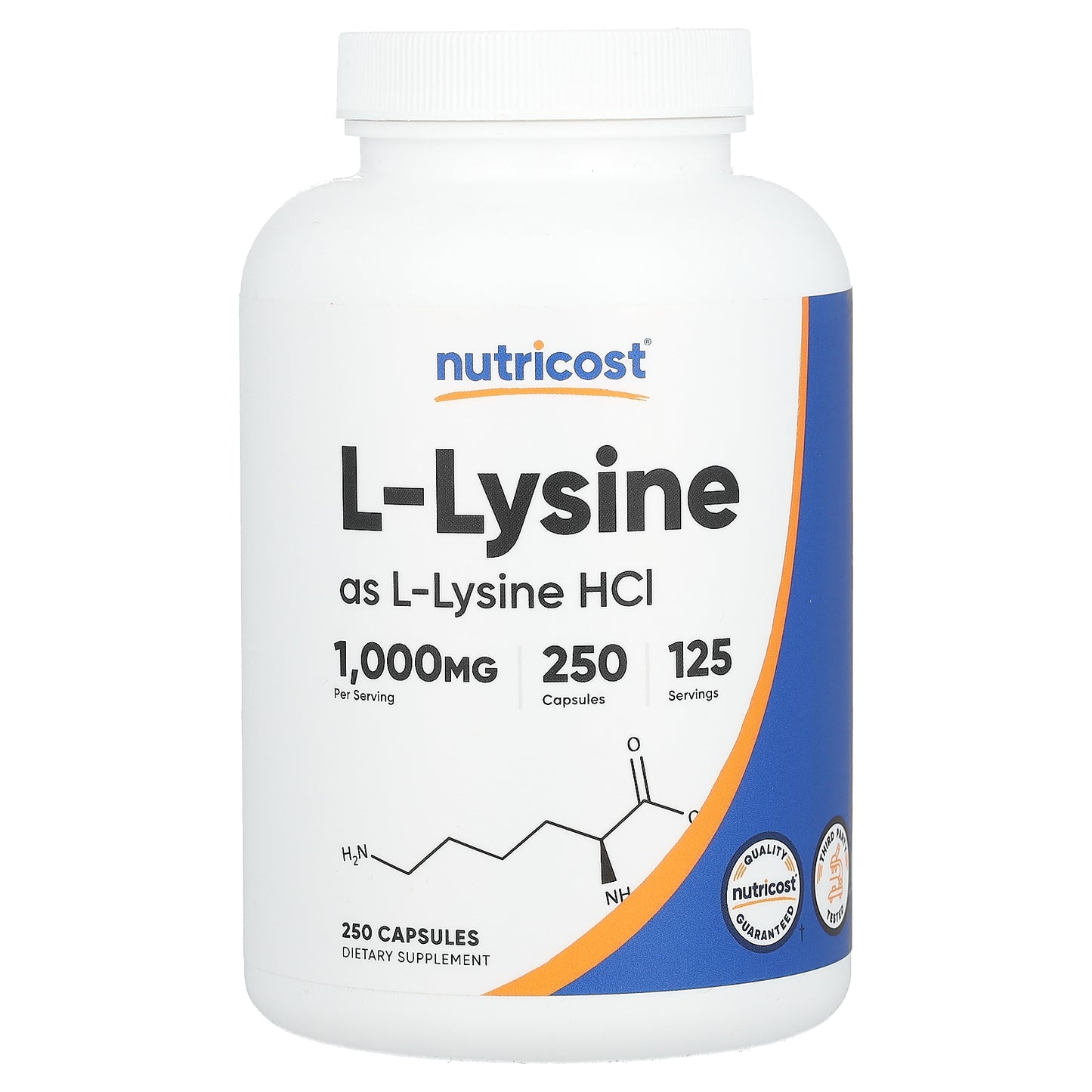 Nutricost, L-Lysine, 1,000 mg , 250 Capsules (500 mg per Capsule)