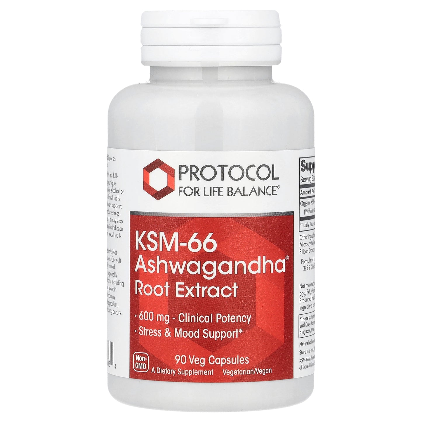 Protocol for Life Balance, KSM-66 Ashwagandha® Root Extract, 600 mg, 90 Veg Capsules