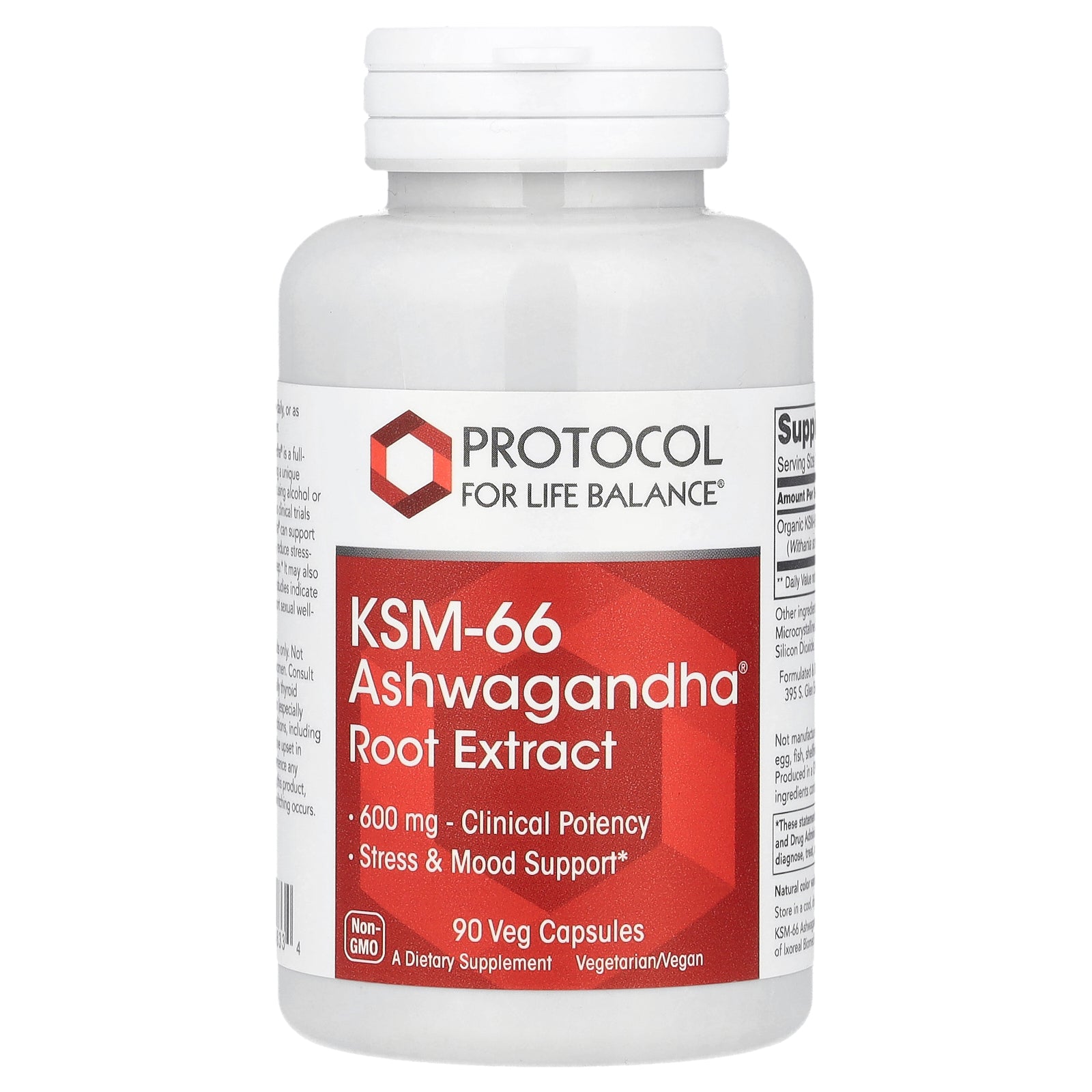 Protocol for Life Balance, KSM-66 Ashwagandha® Root Extract, 600 mg, 90 Veg Capsules