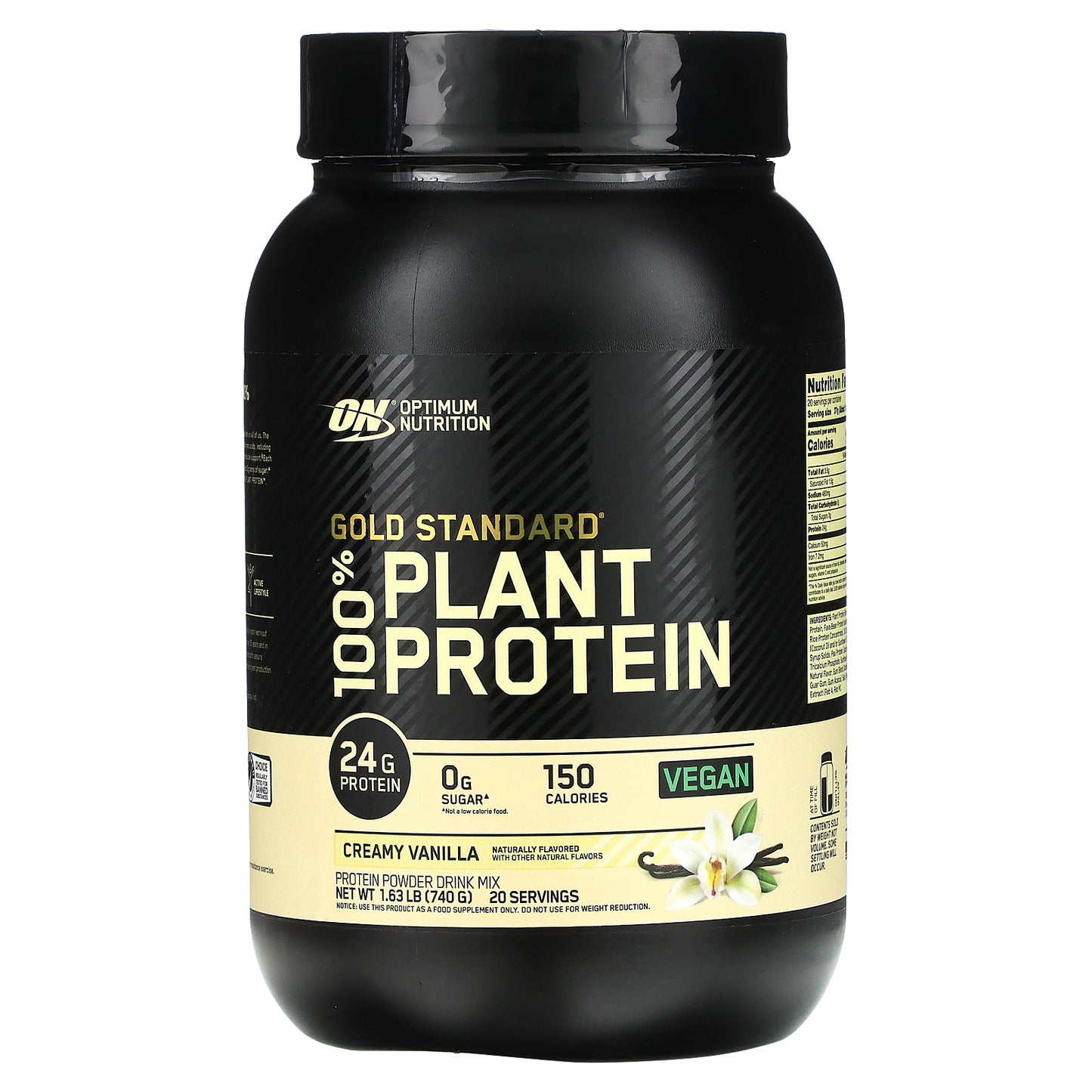 Optimum Nutrition, Gold Standard® 100% Plant Protein, Creamy Vanilla, 1.63 lbs (740 g)