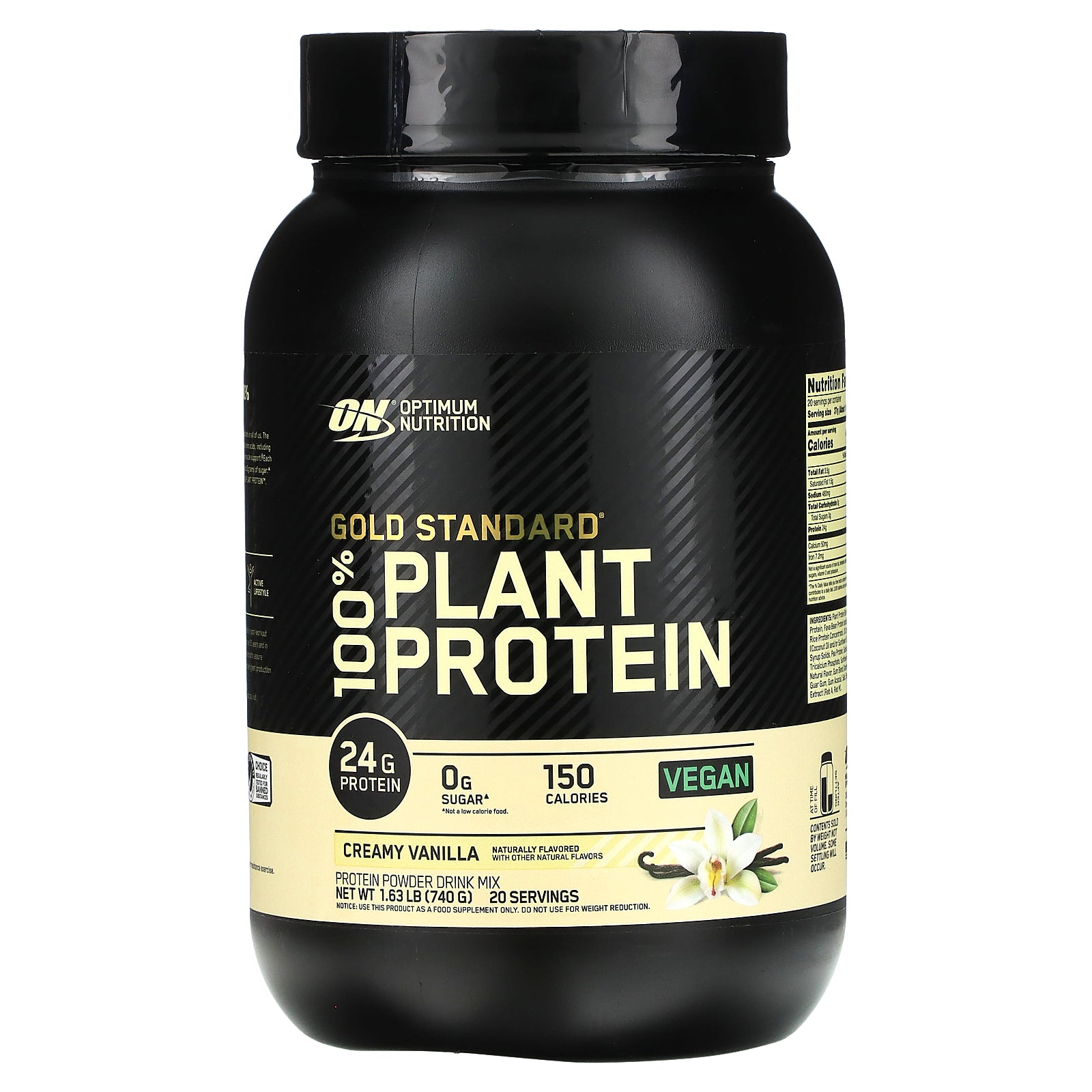 Optimum Nutrition, Gold Standard® 100% Plant Protein, Creamy Vanilla, 1.63 lbs (740 g)