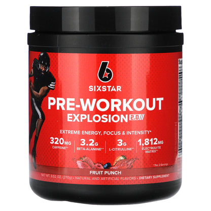 SIXSTAR, Pre-Workout Explosion 2.0, Fruit Punch, 9.52 oz (270 g)