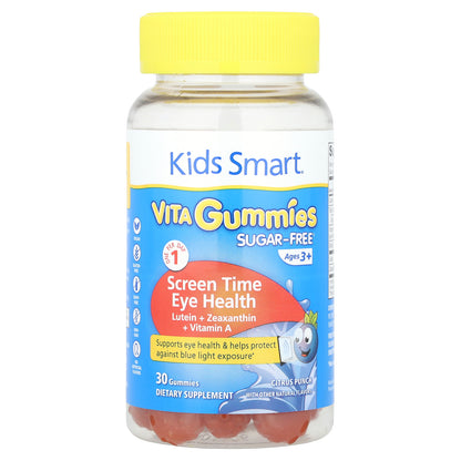 Kids Smart, Kids Smart® Vita Gummies, Screen Time Eye Health, Sugar Free, Ages 3+, Citrus Punch, 30 Gummies