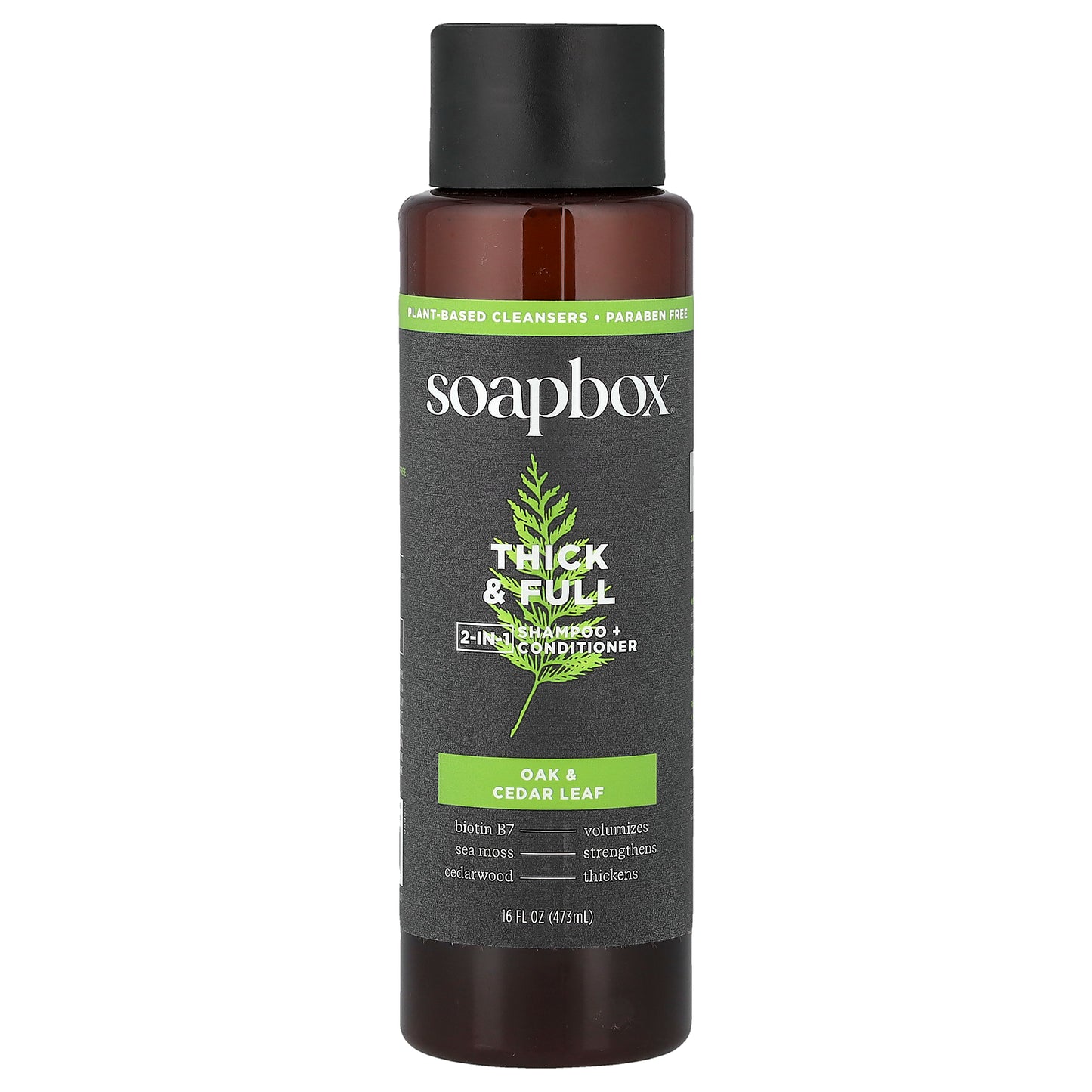 Soapbox, Thick & Full, 2-In-1 Shampoo + Conditioner, Oak & Cedar Leaf, 16 fl oz (473 ml)
