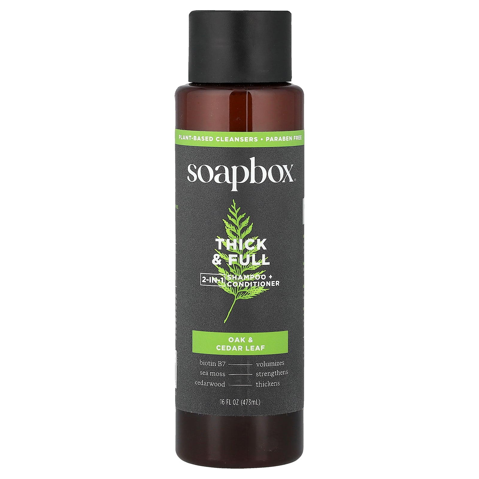 Soapbox, Thick & Full, 2-In-1 Shampoo + Conditioner, Oak & Cedar Leaf, 16 fl oz (473 ml)