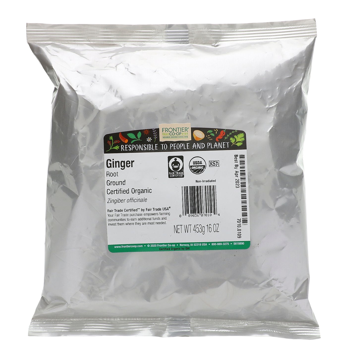 Frontier Co-op, Organic Ground Ginger Root, 16 oz (453 g)