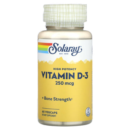 Solaray, High Potency Vitamin D-3, 250 mcg, 60 Vegcaps