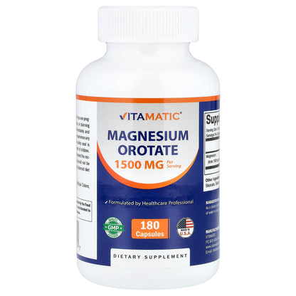 Vitamatic, Magnesium Orotate, 180 Capsules (500 mg per Capsule)