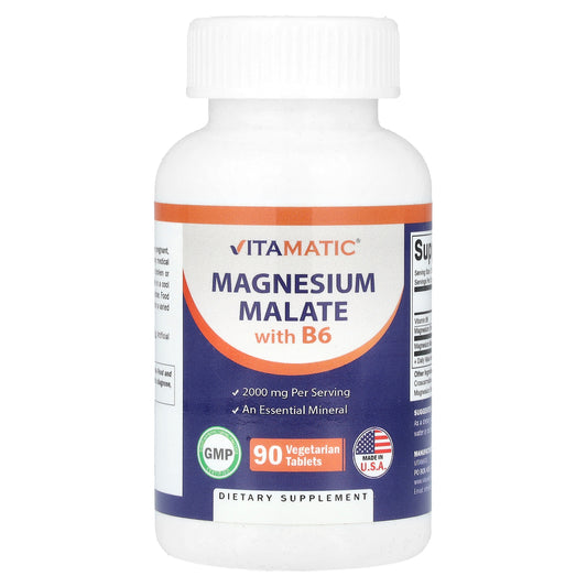 Vitamatic, Magnesium Malate with B6, 90 Vegetarian Tablets