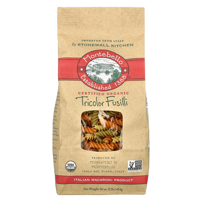 Montebello, Organic Tricolor Fusilli, 16 oz (454 g)